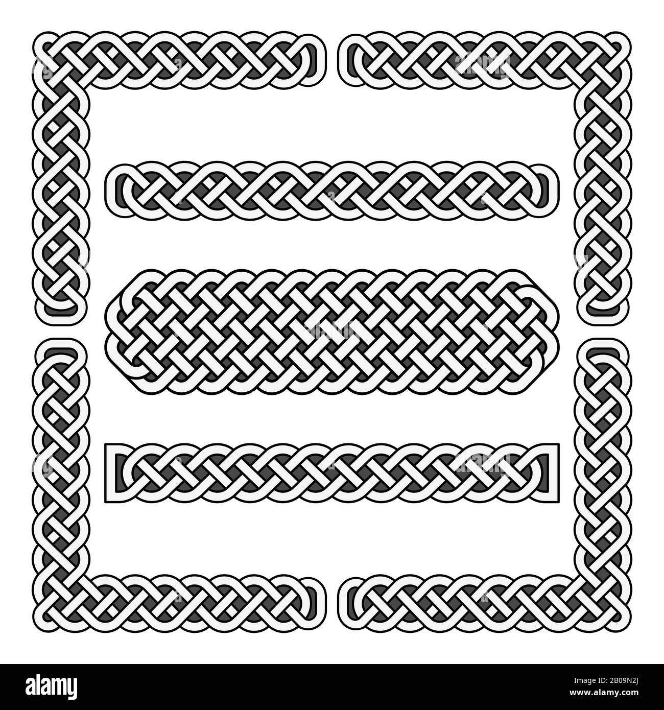 Celtic knots vector medieval borders and corner elements. Corner frame scottish illustration Stock Vector