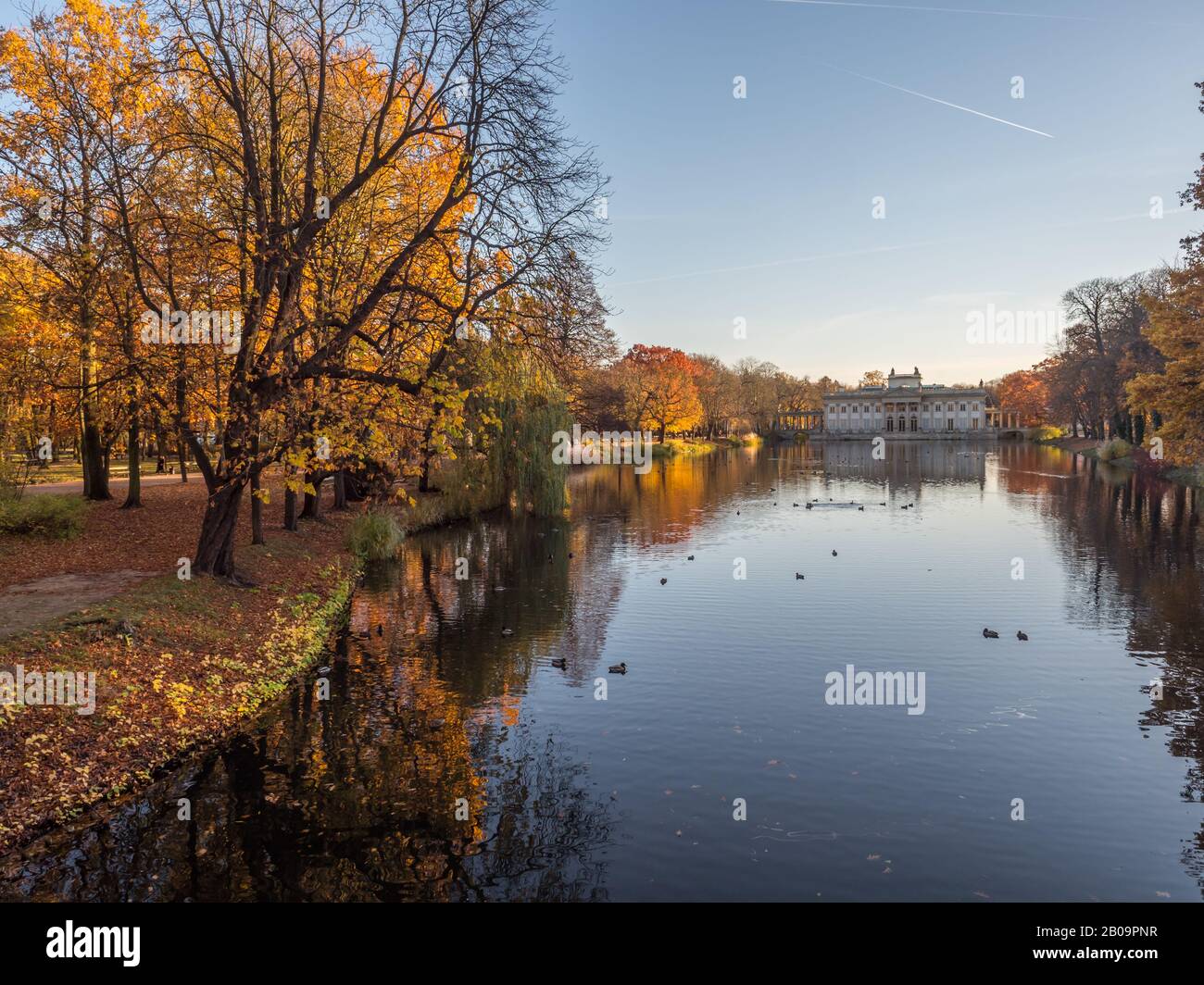 Warsaw, Poland - October 31, 2018: Palace on the Isle in the Royal Baths Park in autumn, Baths Park, Eastern Europe Stock Photo