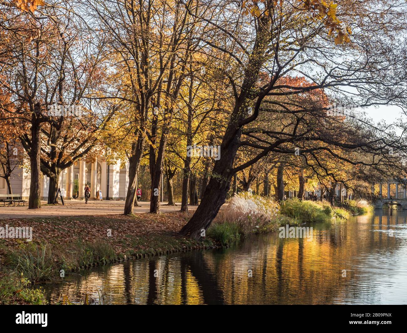 Warsaw, Poland - October 31, 2018: Royal Baths Park in autumn, Baths Park, Eastern Europe Stock Photo