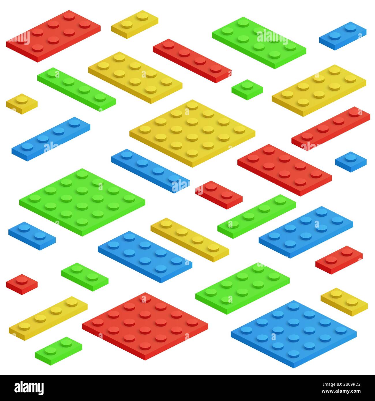 Isometric building block, toy kids bricks vector set. Toy block construction, illustration of cube toy for play Stock Vector
