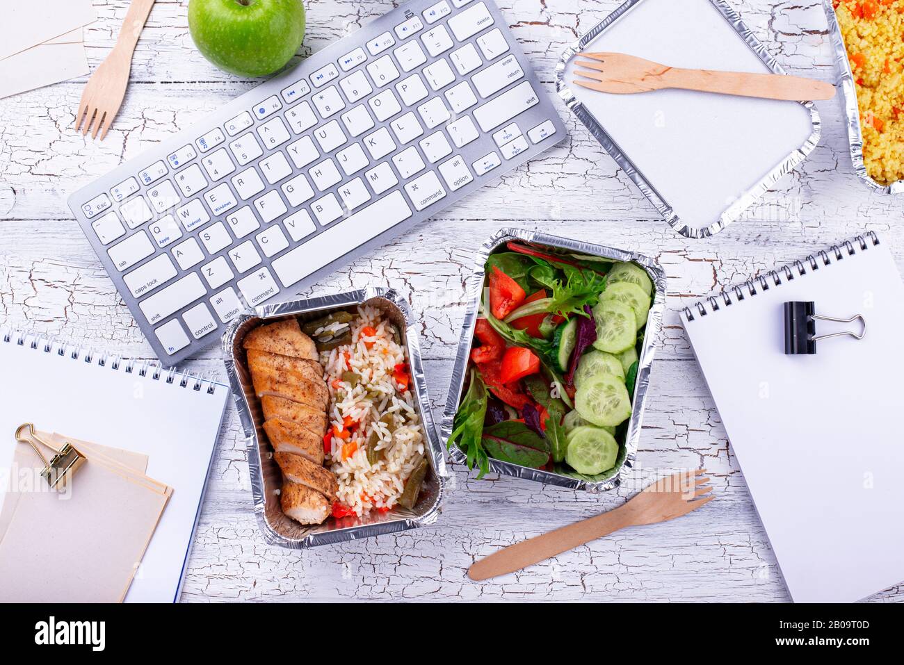 Lunch time in office. Food delivery Stock Photo Alamy