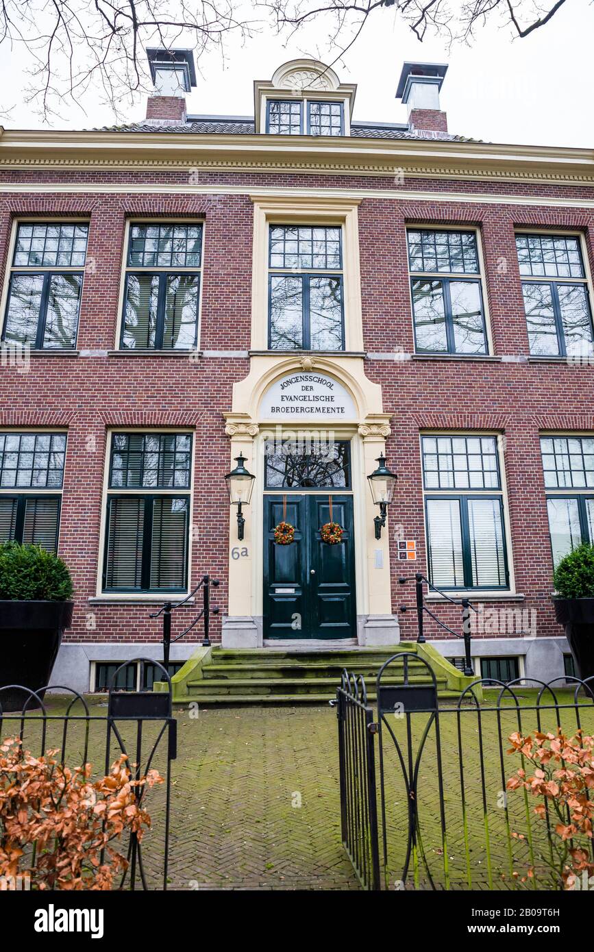 Zeist, Netherlands - January 04, 2020. Architecture around Evangelical school Stock Photo