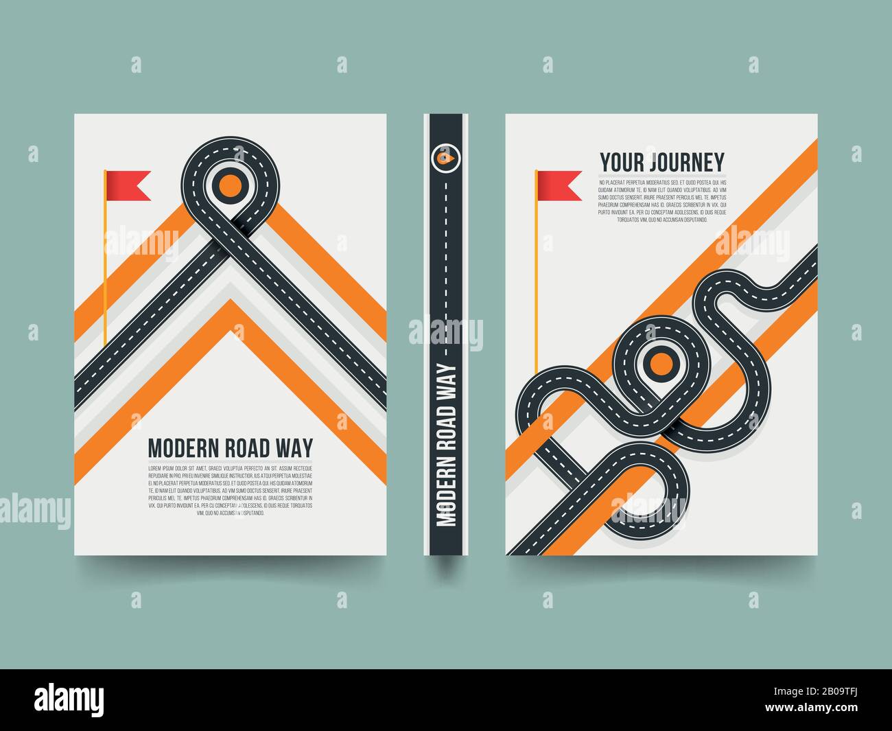 Modern paving street, 3d road path vector template design. Banner with modern road way, illustration of poster road Stock Vector