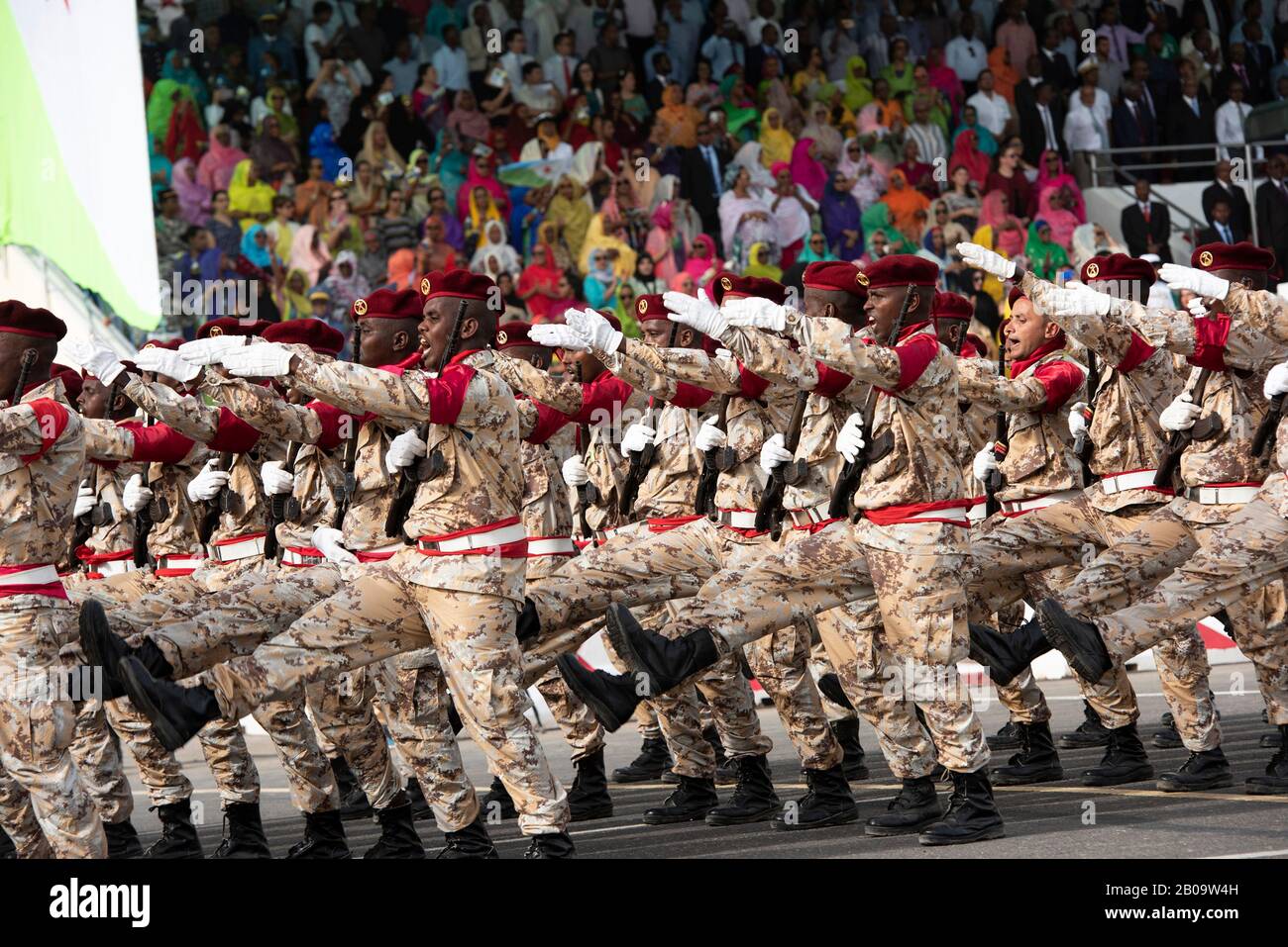 Djiboutian soldiers march during the 41st Djiboutian Independence Day