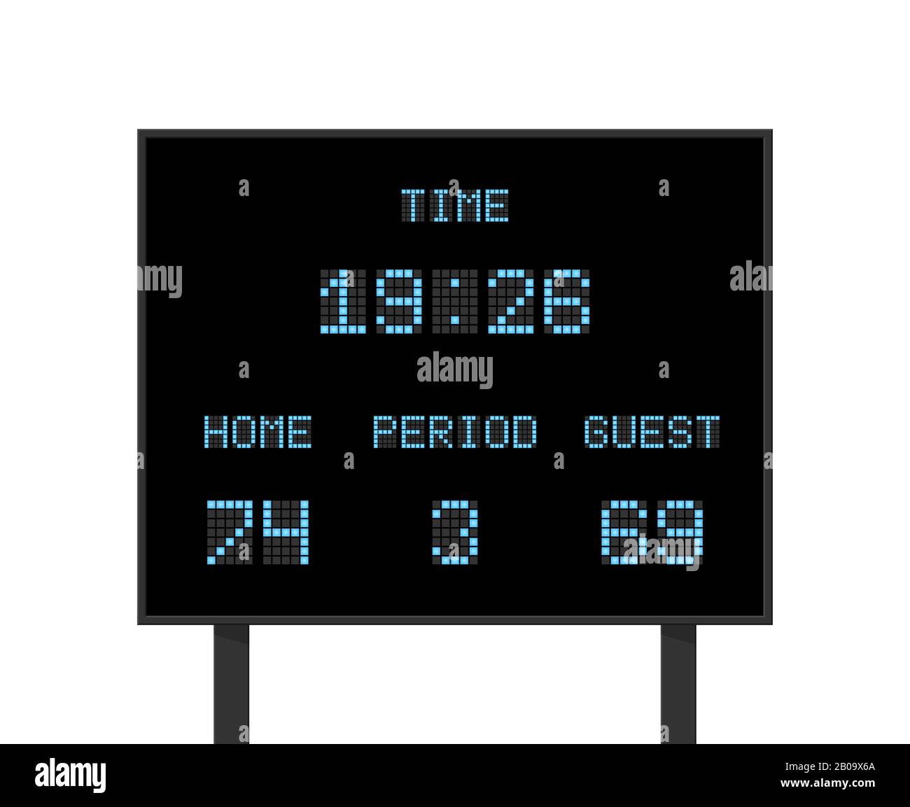 Vector digital electronic board with football or soccer score competition. Scoreboard with result competition, illustration of score board with information Stock Vector
