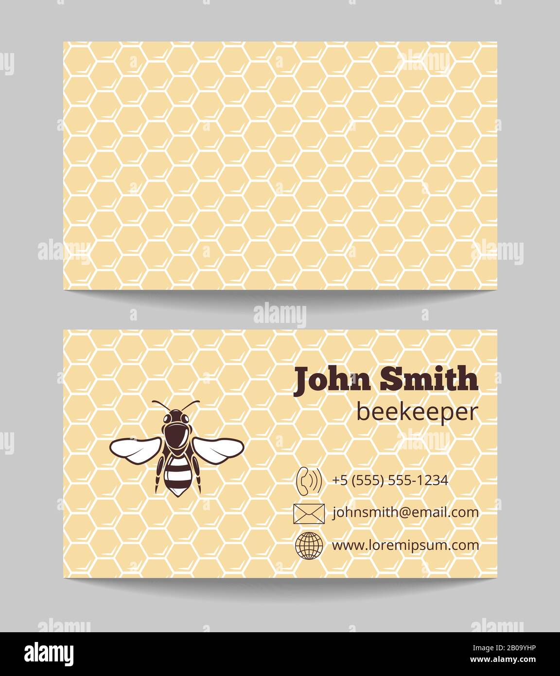 Beekeeper natural honey card. Farming honey company card. Vector