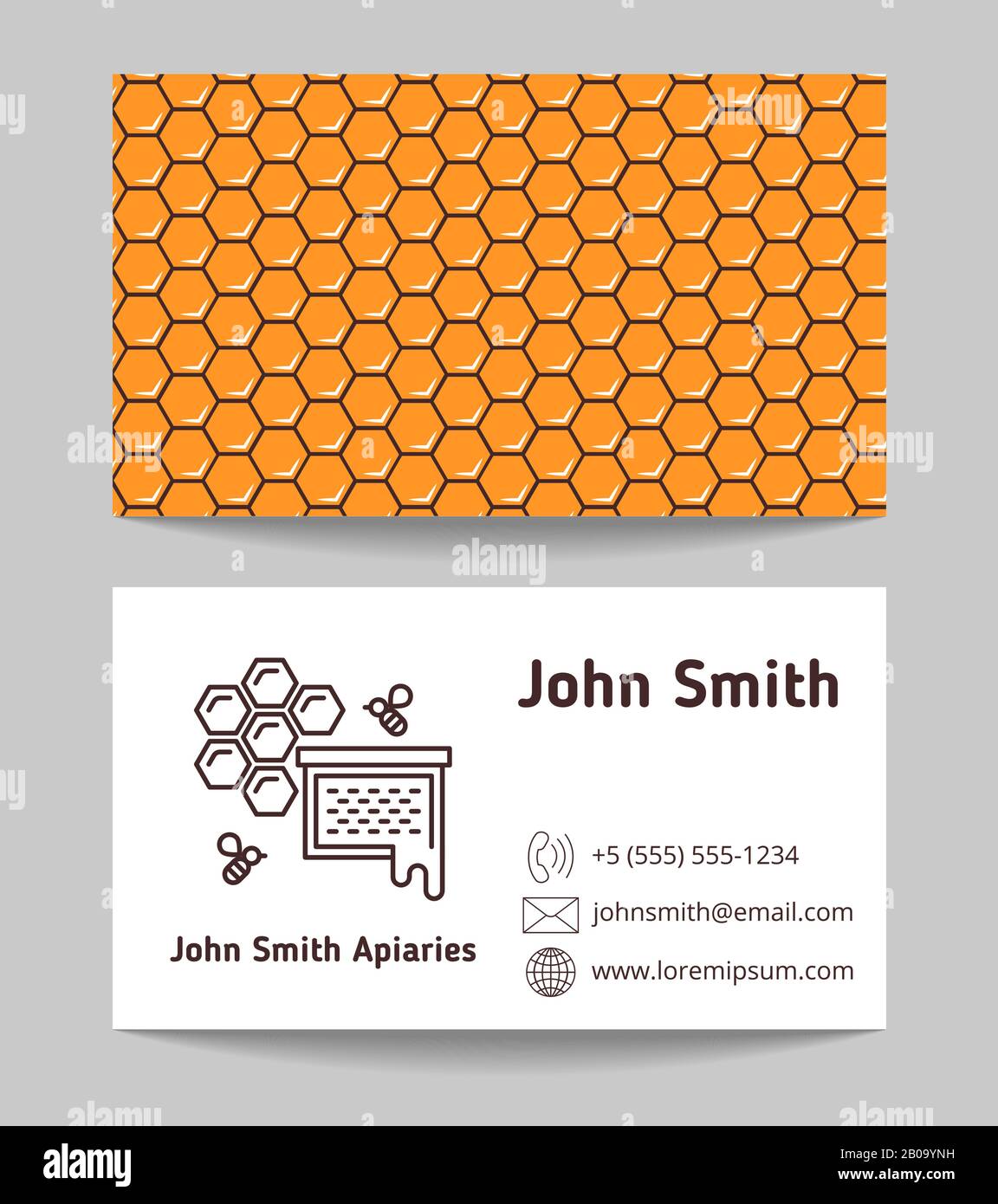 Beekeeper, natural honey maker business card. Template of card company, vector illustration Stock Vector