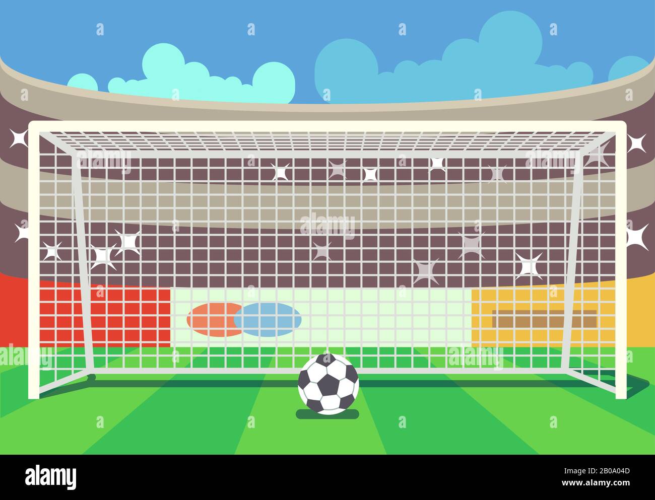 Vector soccer stadium and ball illustration. Frame to football sport illustration Stock Vector