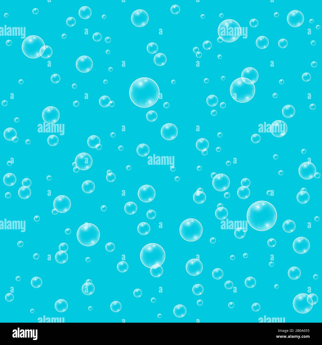 Blue vector realistic water bubbles seamless pattern. Aqua realistic drops illustration Stock Vector