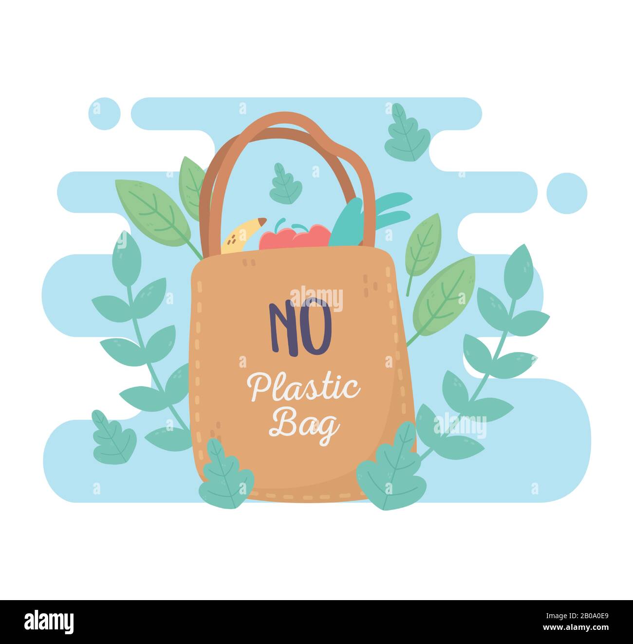 no plastic shopping bag market environment ecology vector illustration