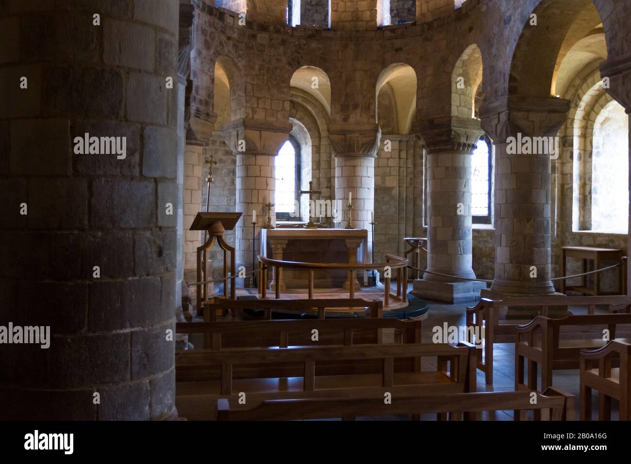 Inside of St Johns Chapel in the tower of london with a bit of soft
