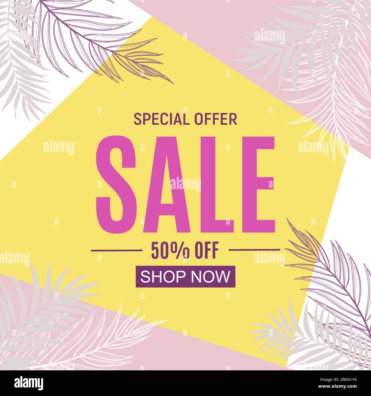 Abstract Summer Sale Background with palm leaves. Vector Illustration ...