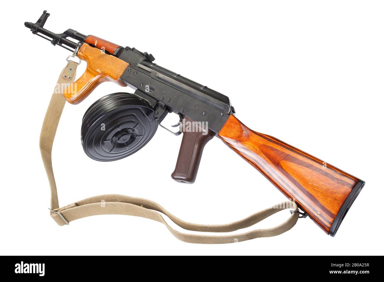 AK 47 assault rifle with 75 round drum magazine isolated on white  background Stock Photo - Alamy