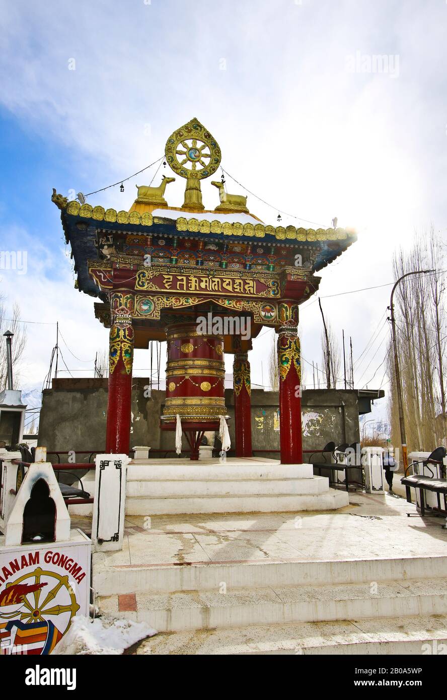 Small colorful Buddhist temple in Leh, Ladakh, India. Himalayas Stock Photo