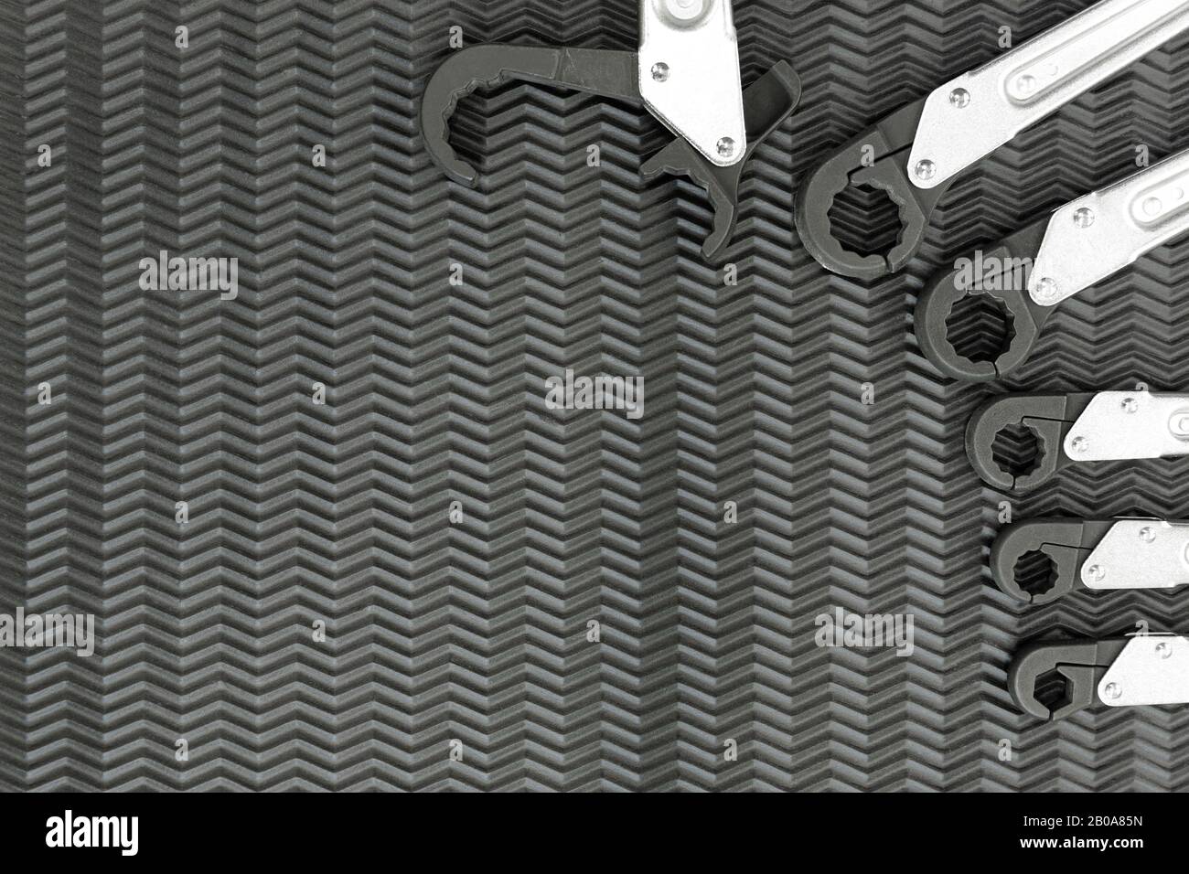 Car repair tools, wrench tool set on a blured background Stock Photo