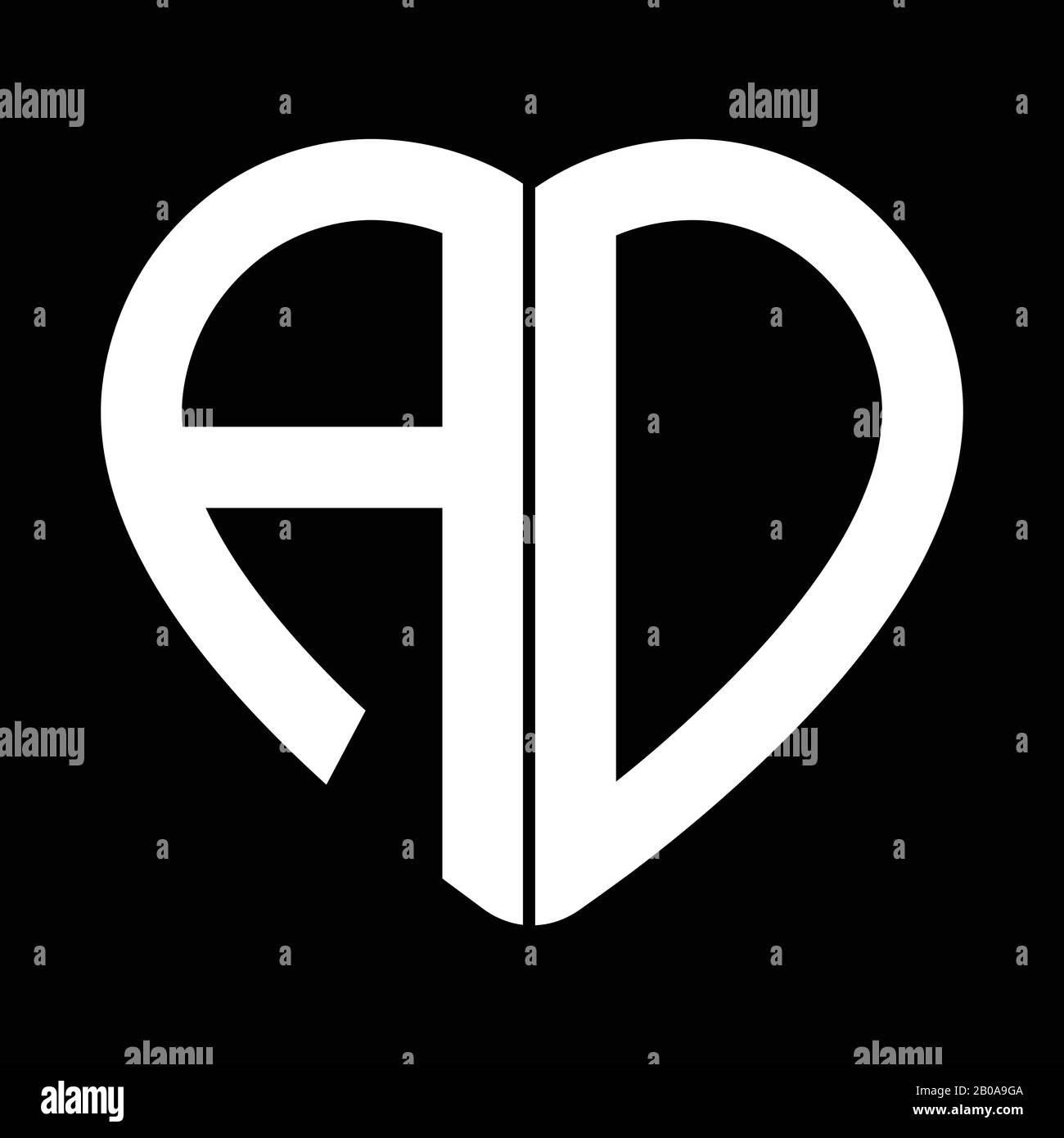 Heart shape monogram logo with letter A and letter D Stock Vector ...