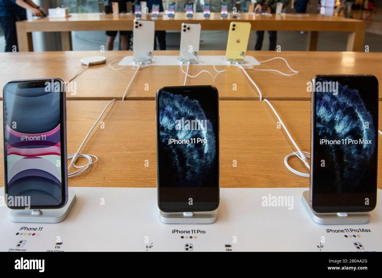 Smartphones iphone 11, Iphone 11 Pro and Iphone 11 Pro Max seen displayed  at an American multinational technology company Apple store in Hong Kong  Stock Photo - Alamy