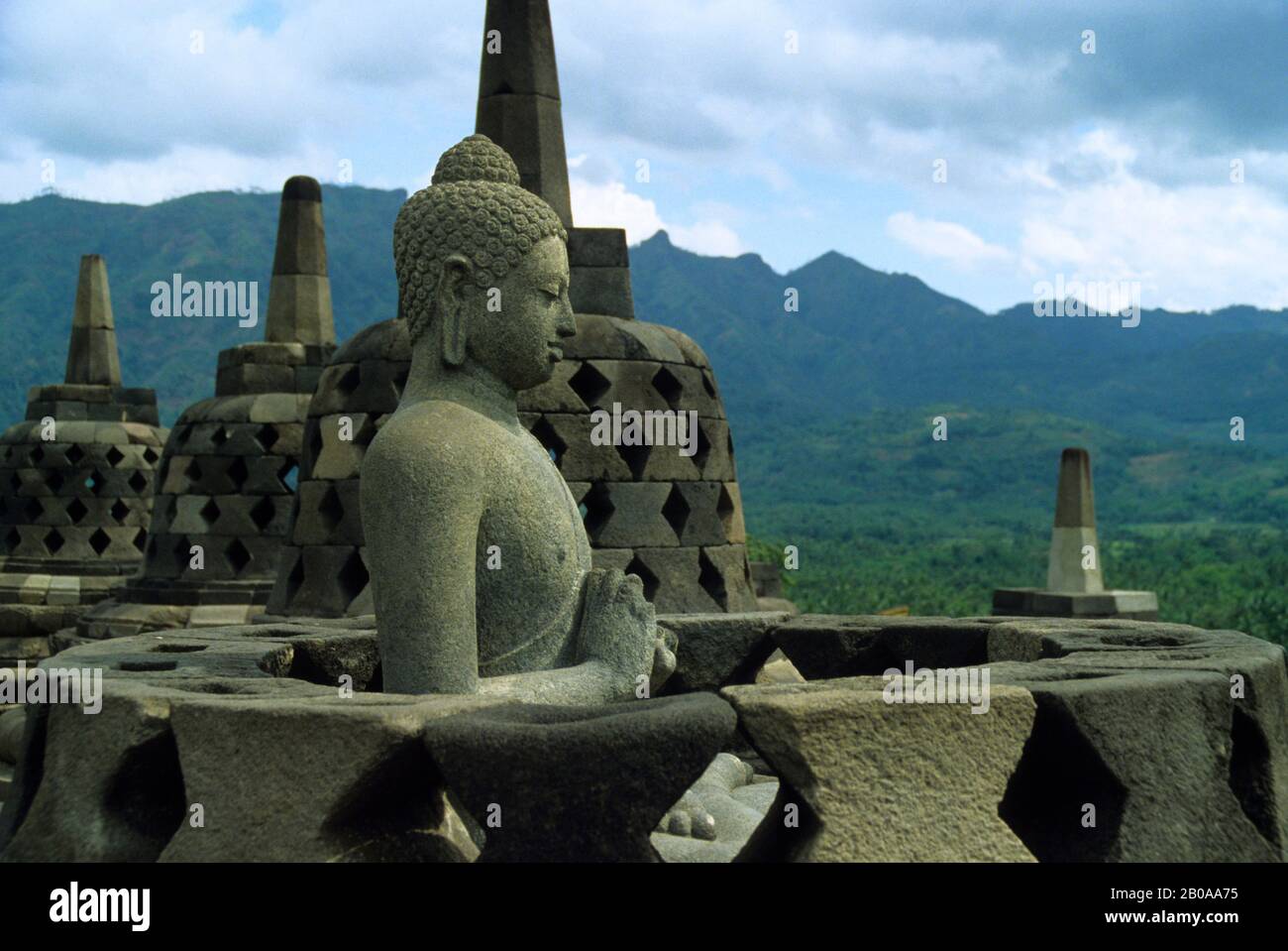 INDONESIA, JAVA, MAGELANG, CENTRAL JAVA, BOROBUDUR BUDDHIST TEMPLE ...