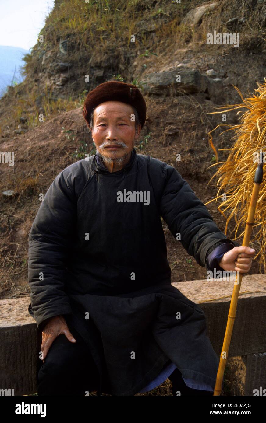 CHINA, NEAR DAZU, PORTRAIT OF CHINESE MAN Stock Photo
