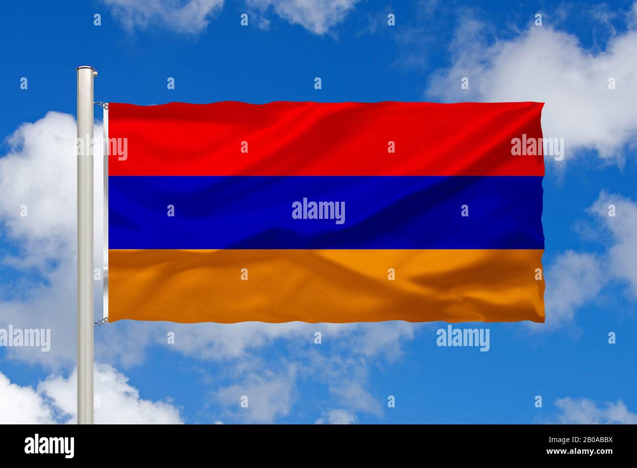 flag of Armenia in front of blue cloudy sky, Armenia Stock Photo - Alamy