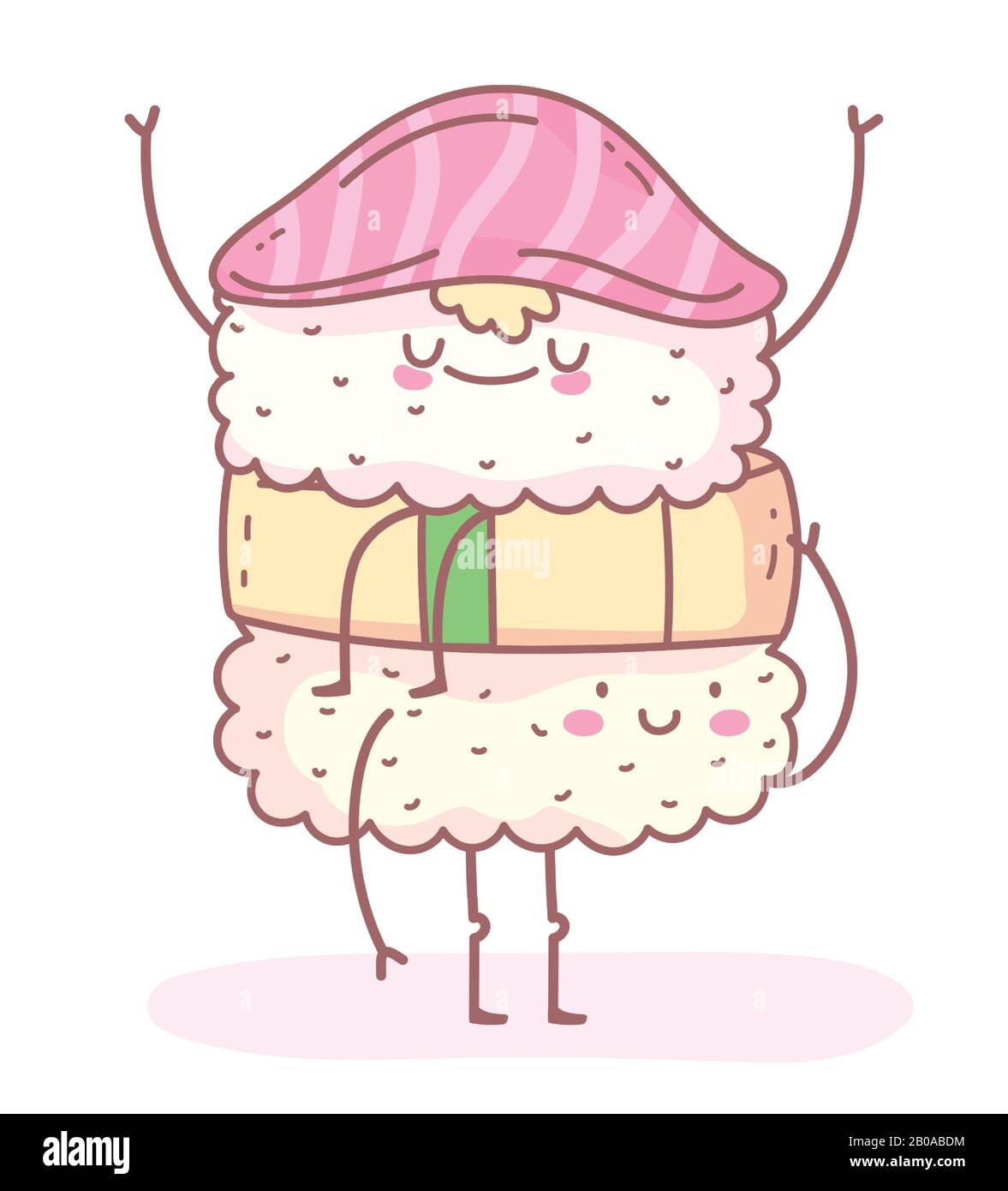 happy sushi with salmon cartoon food cute vector illustration Stock ...