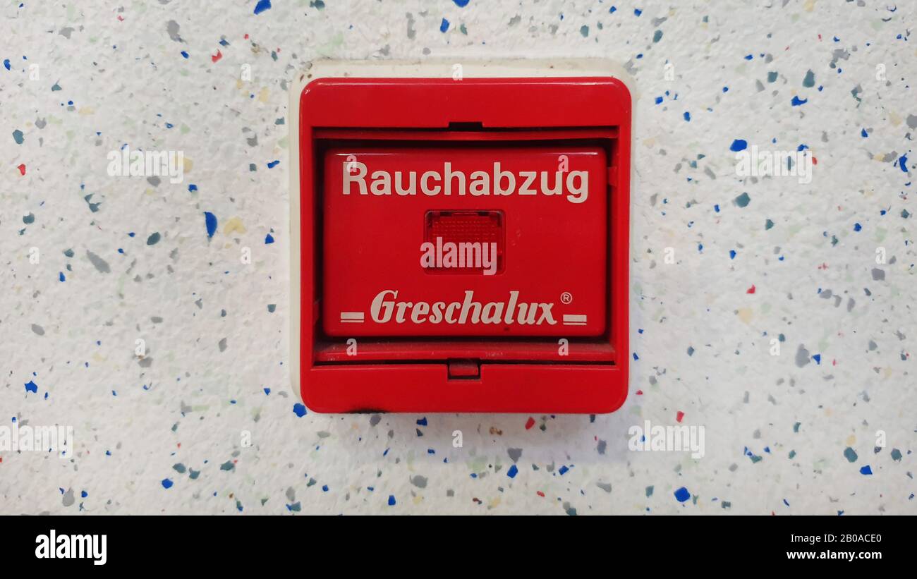 button Rauchabzug, chimney, flue, Germany Stock Photo