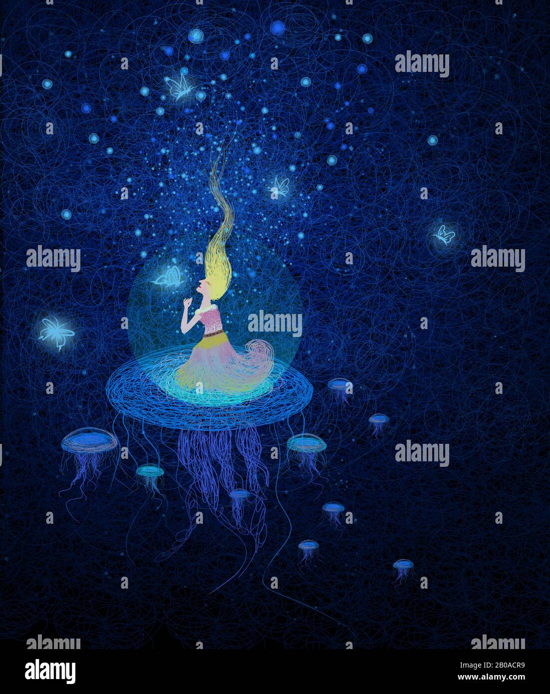 Ethereal fantasy zen coil illustration Stock Photo
