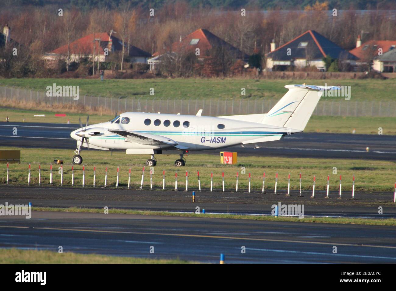 G-IASM, a Beechcraft B200 Super King Air operated by 2Excel Aviation/Broadsword Aviation, at Prestwick International Airport in Ayrshire. Stock Photo