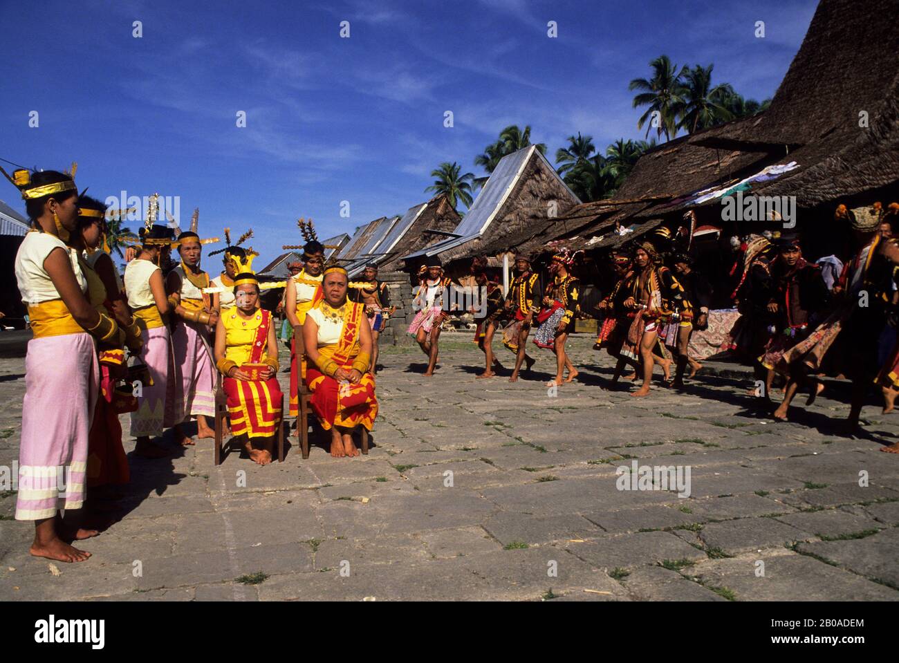 ASIA, INDONESIA, SUMATRA, NIAS ISLAND, BAWOMATALUO VILLAGE, TRADITIONAL DANCE Stock Photo