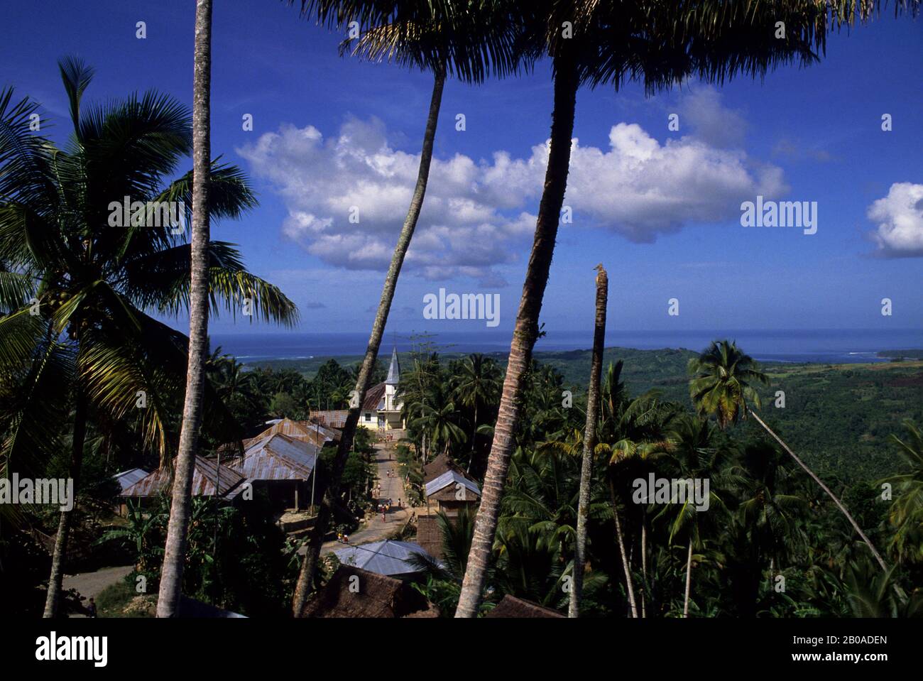 ASIA, INDONESIA, SUMATRA, NIAS ISLAND, BAWOMATALUO VILLAGE, VIEW FROM VILLAGE Stock Photo