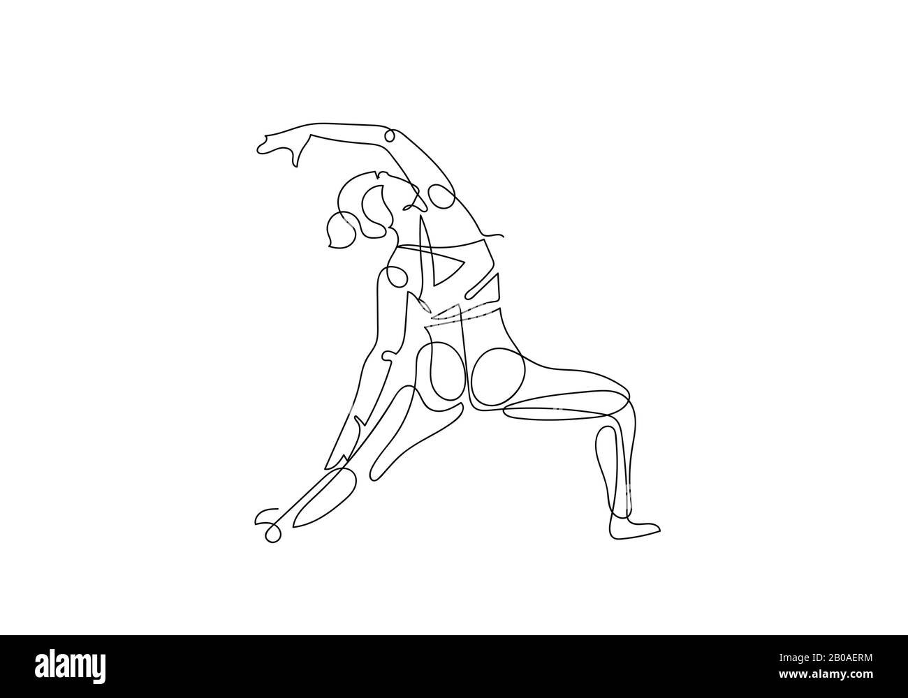 Continuous one or single line drawing. Woman doing exercise in yoga ...