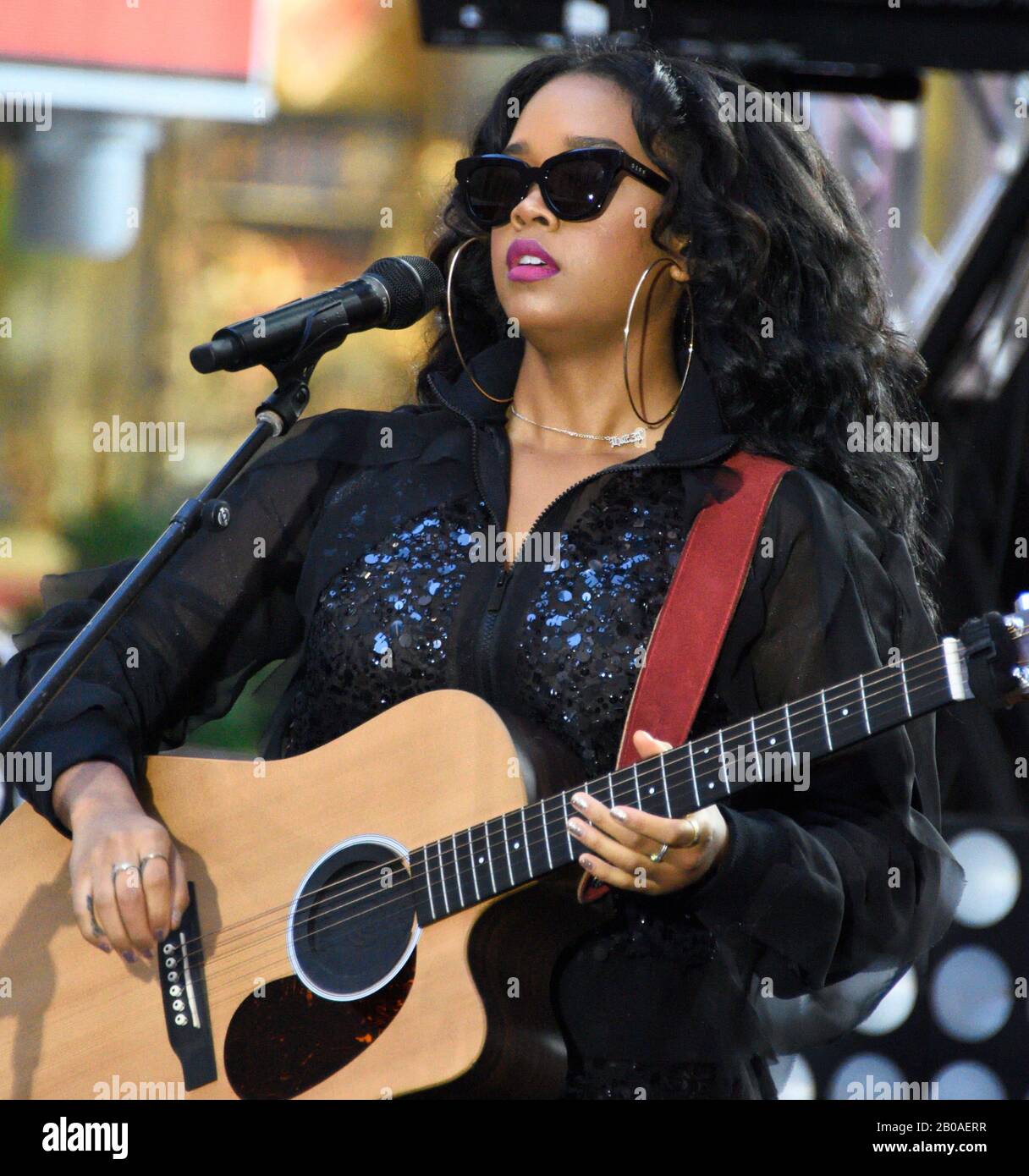 NEW YORK, NY, USA - AUGUST 30, 2019: American Singer-Songwriter H.E.R. Performs on NBC's 'Today' Show Summer Concert Series at Rockefeller Plaza. Stock Photo