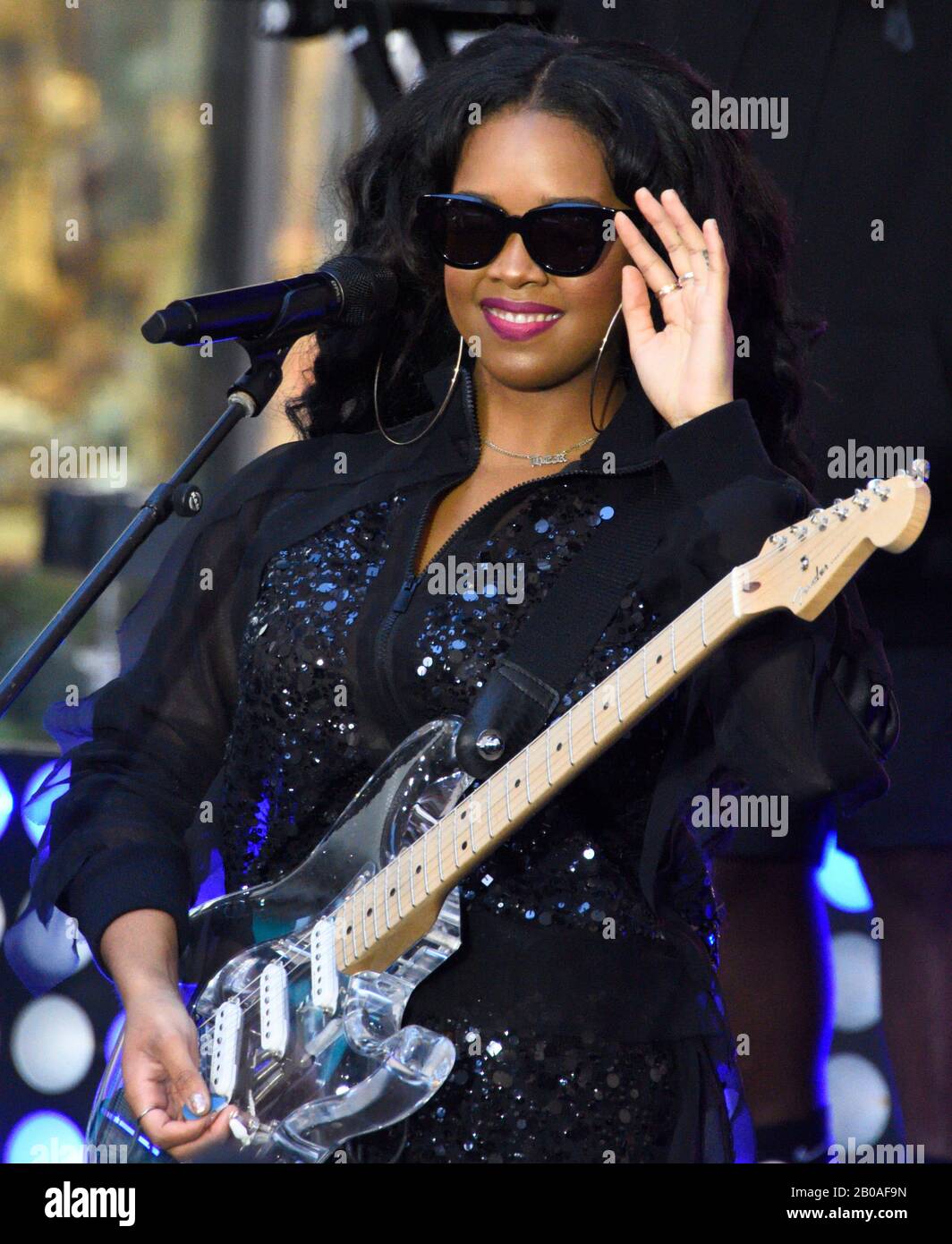 NEW YORK, NY, USA - AUGUST 30, 2019: American Singer-Songwriter H.E.R. Performs on NBC's 'Today' Show Summer Concert Series at Rockefeller Plaza. Stock Photo