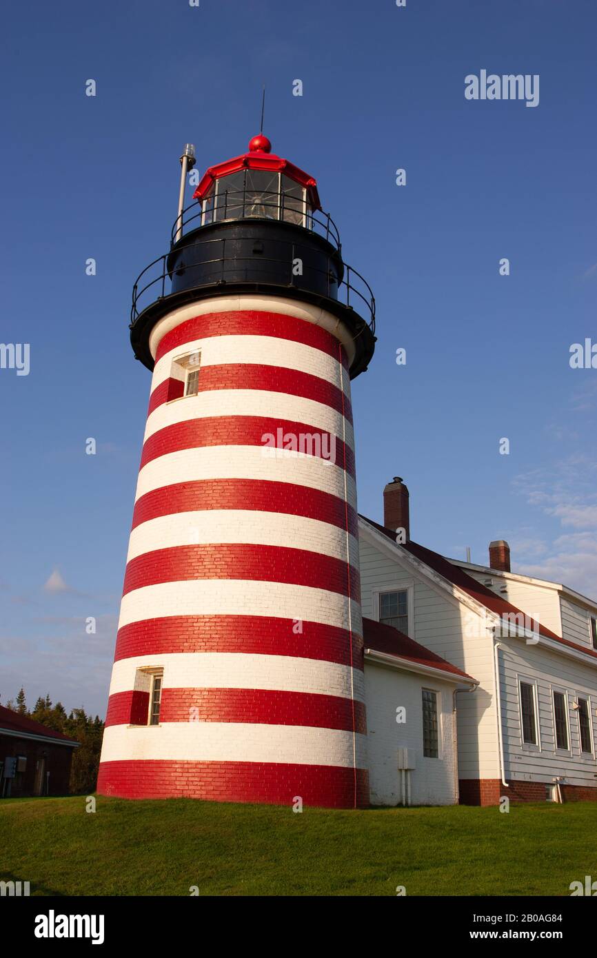 West Quoddy Head Lighthouse in Lubec, Maine Stock Photo