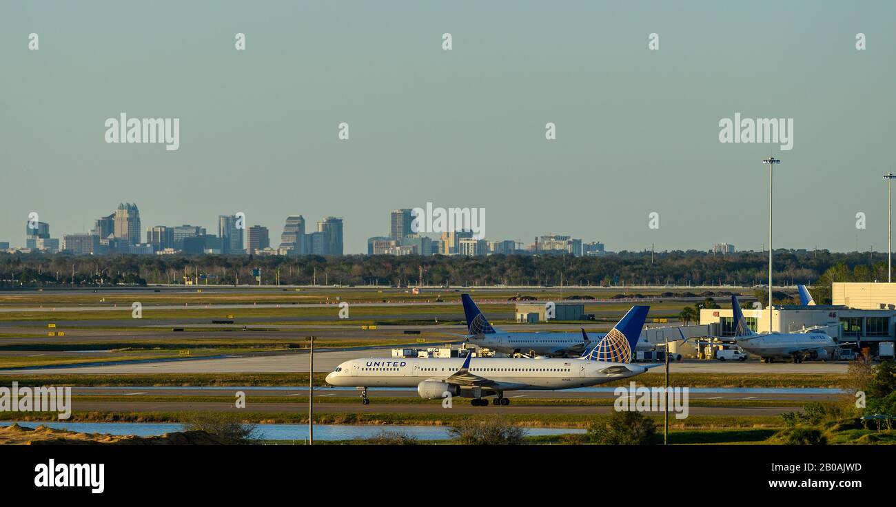 United Airline airplanes at Orlando International Airport with the