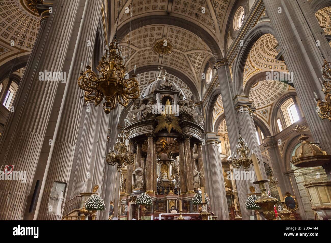 Interior of Puebla Cathedral, Historic Centre of Puebla, Puebla, Mexico ...