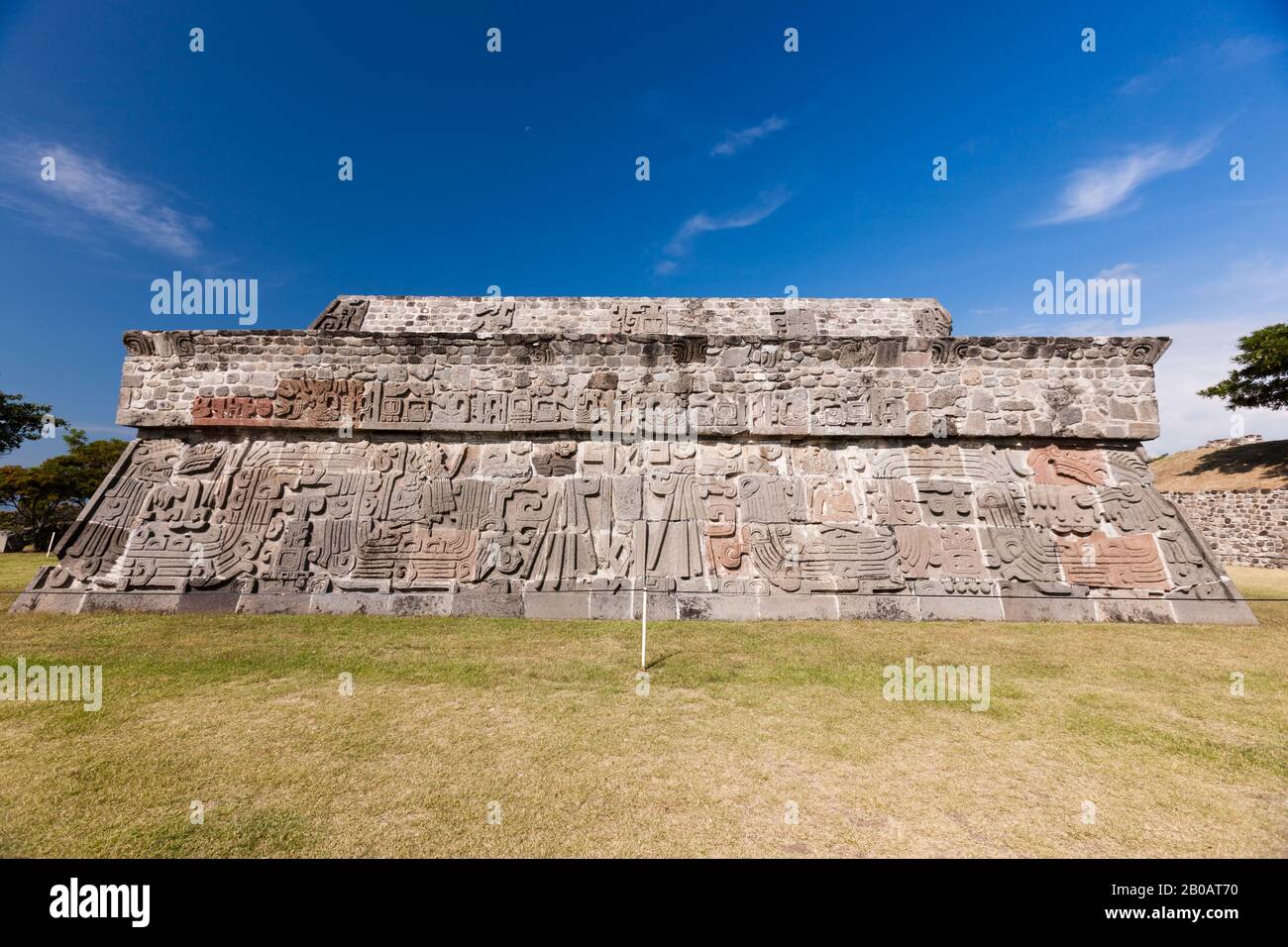 Temple of the Feathered Serpent, Xochicalco archaeological site, Mayan Ruins, Morelos, Mexico, Central America Stock Photo