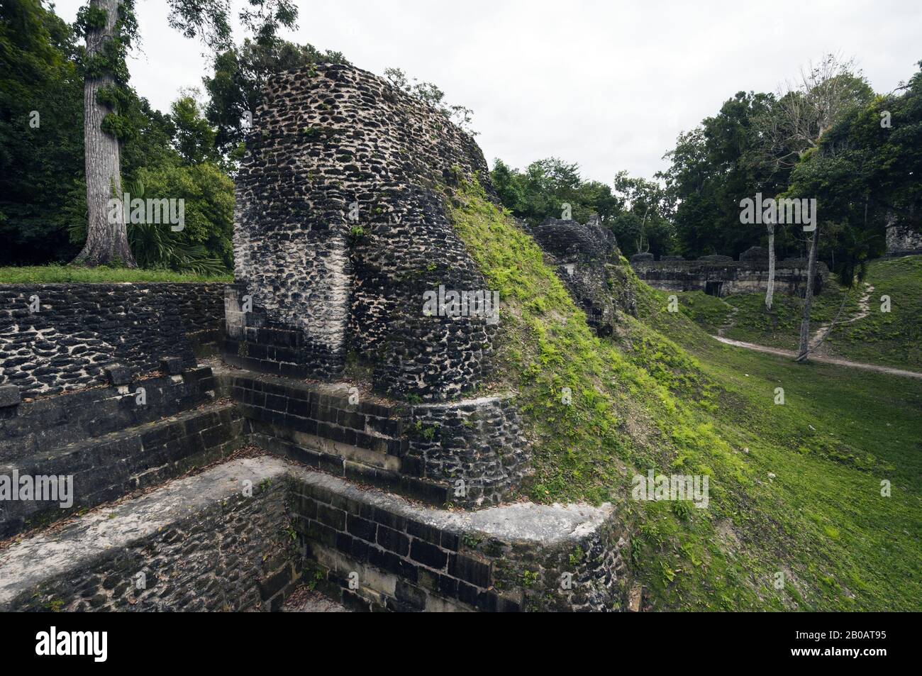 Guatemala, Tikal National Park, Plaza of the Seven Temples, Late Classic Period, 600–900 AD; UNESCO World Heritage Site Stock Photo