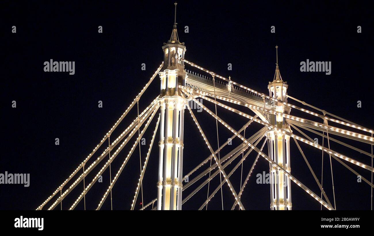 amazing construction of Albert Bridge at Battersea London Stock Photo