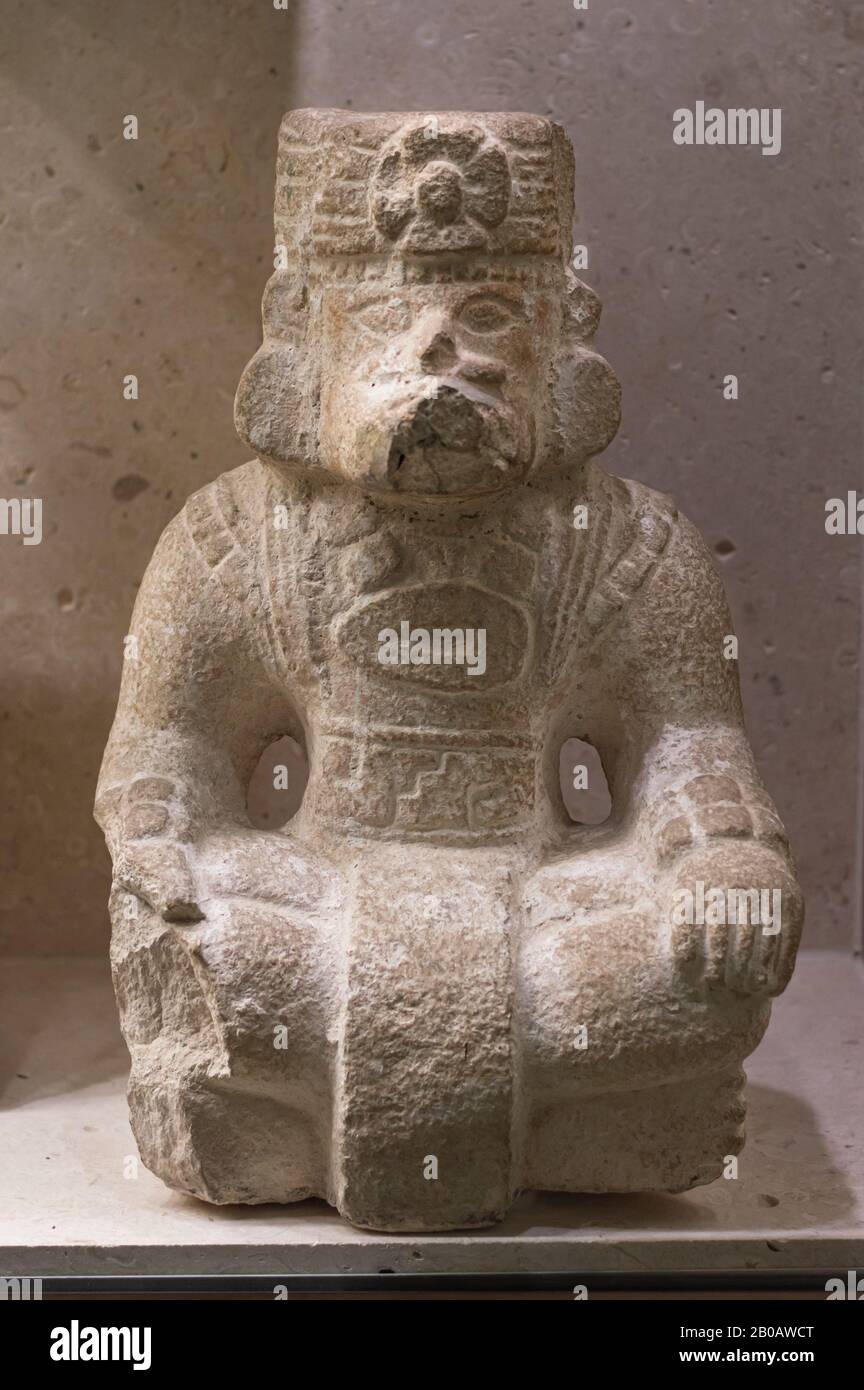 Maya deity stone carving at the Maya World Museum, Merida, Yucatan, Mexico. Stock Photo