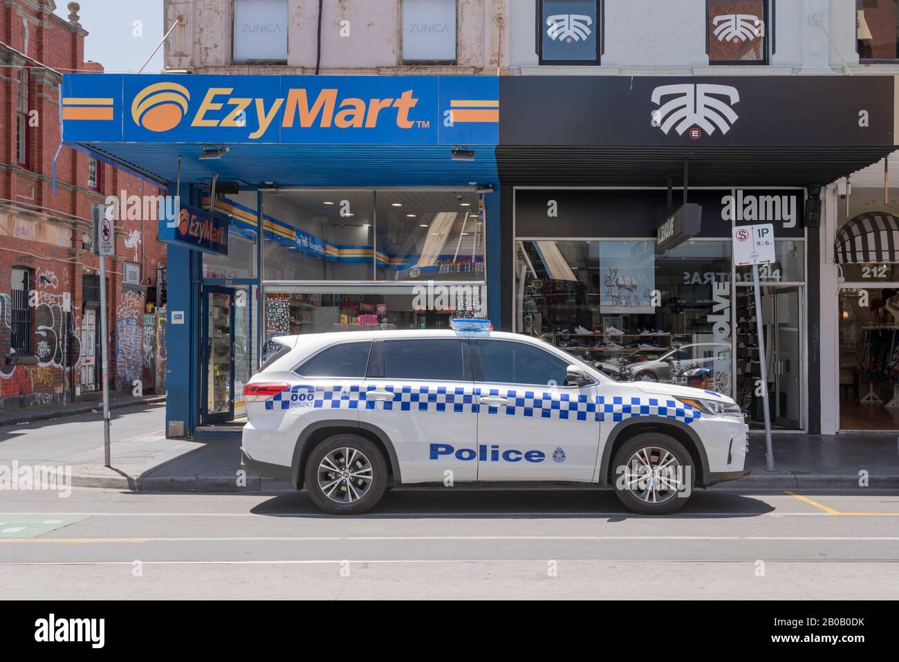 A Toyota Kluger Victorian Police vehicle parked in Brunswick Street
