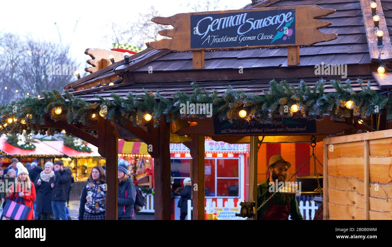 Winter wonderland Christmas fair in London Hyde Park LONDON, ENGLAND DECEMBER 11, 2019 Stock