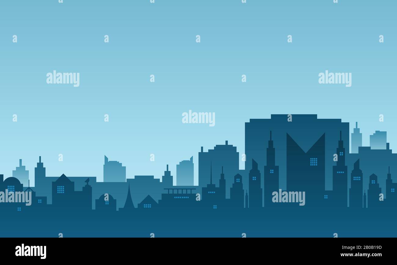 Silhouette of a city with a morning atmosphere Stock Vector