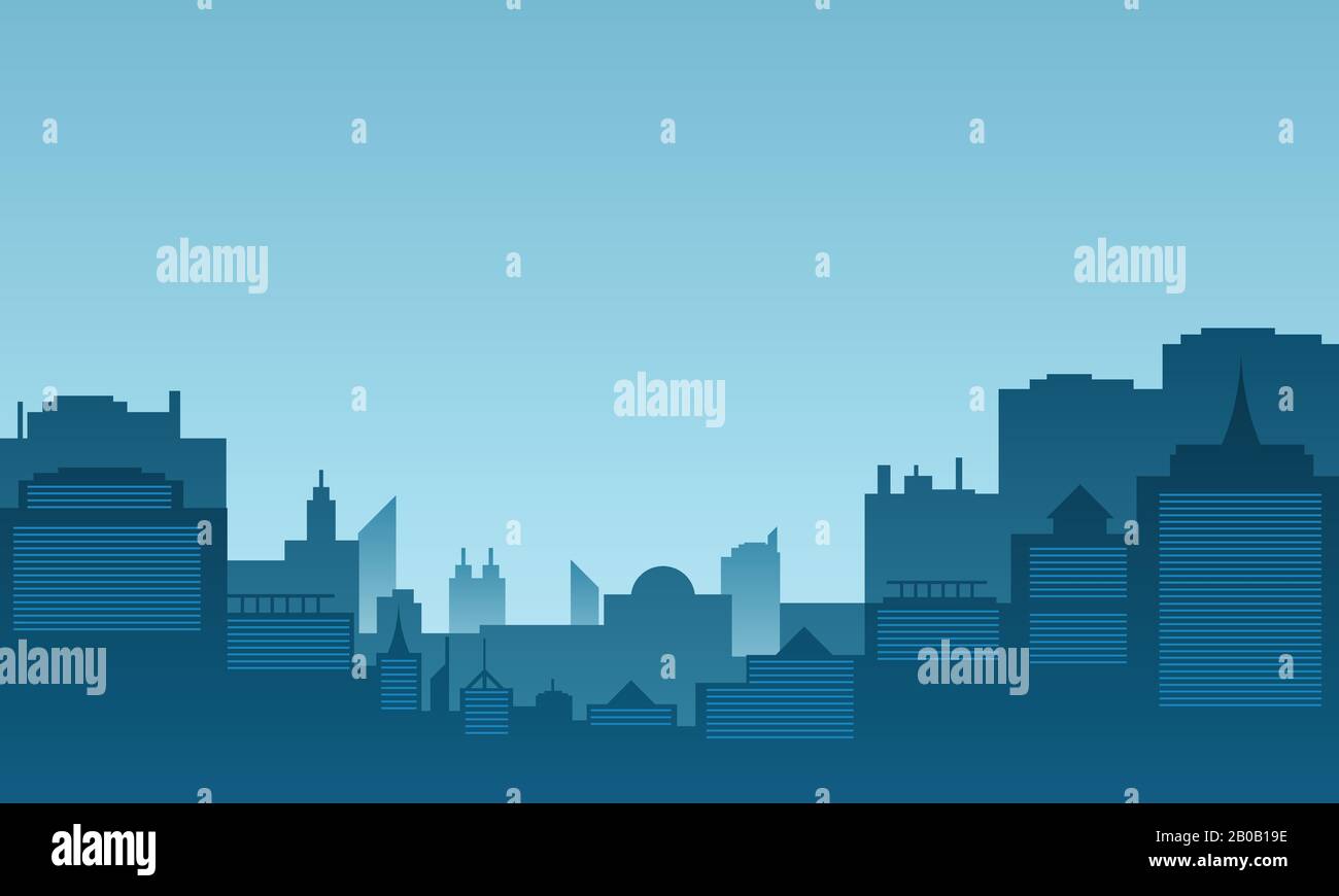 City silhouette with many tall buildings in the morning Stock Vector ...