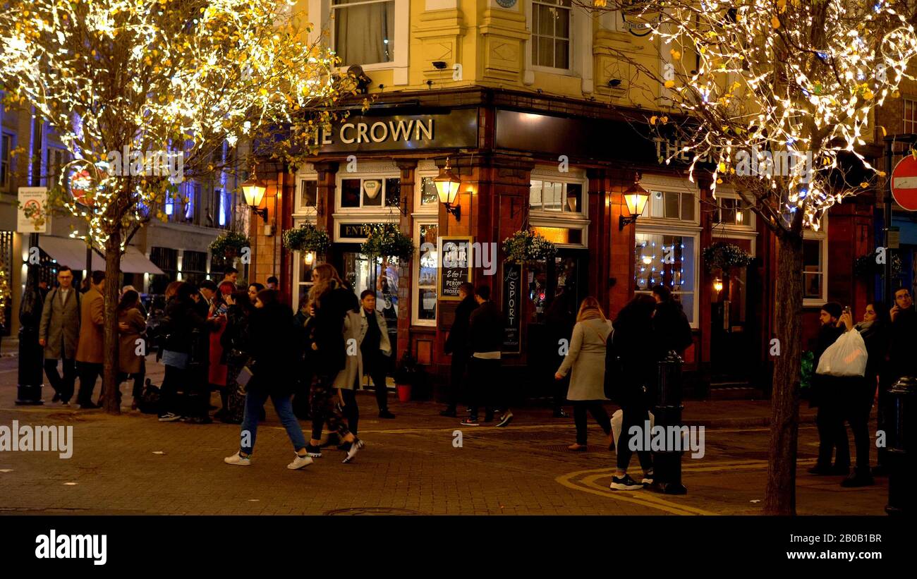 the Crown pub at Seven Dials London - LONDON, ENGLAND - DECEMBER 10, 2019 Stock Photo