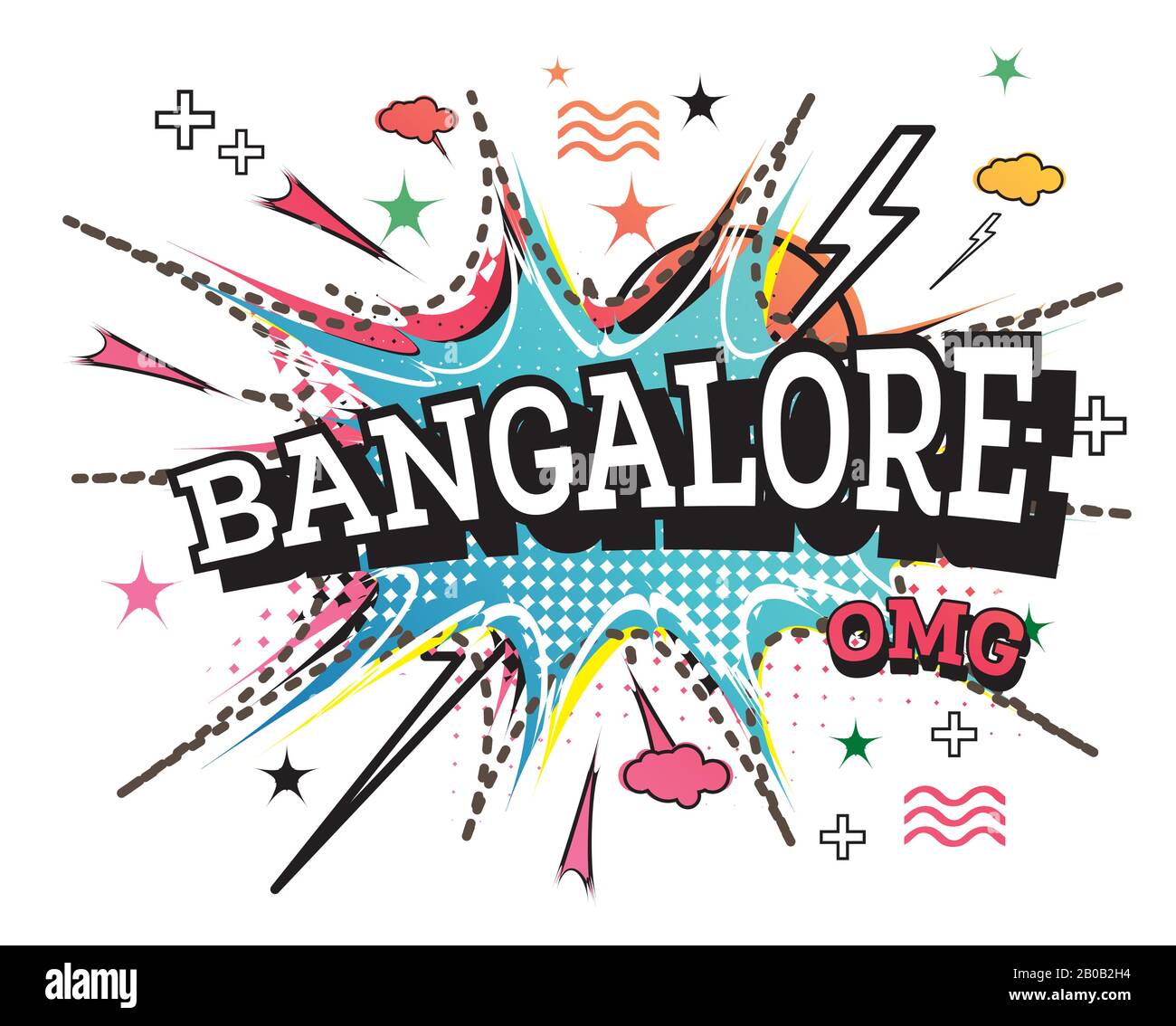 Bangalore Comic Text in Pop Art Style Isolated on White Background