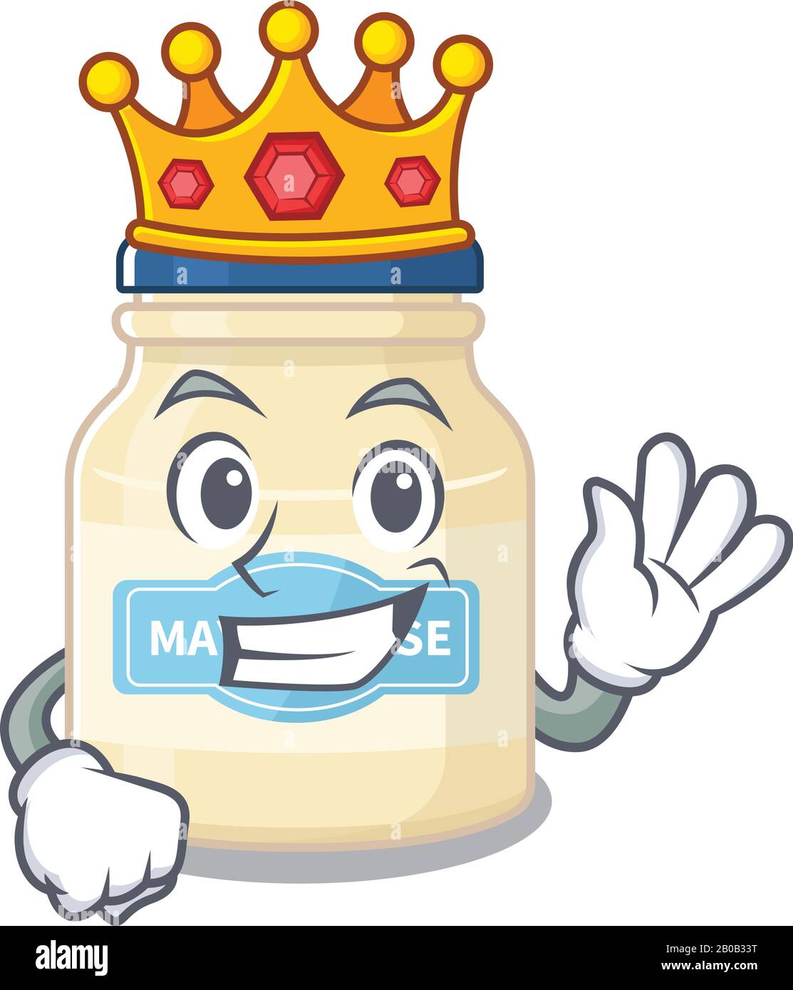 https://c8.alamy.com/comp/2B0B33T/a-cartoon-mascot-design-of-mayonnaise-performed-as-a-king-on-the-stage-2B0B33T.jpg