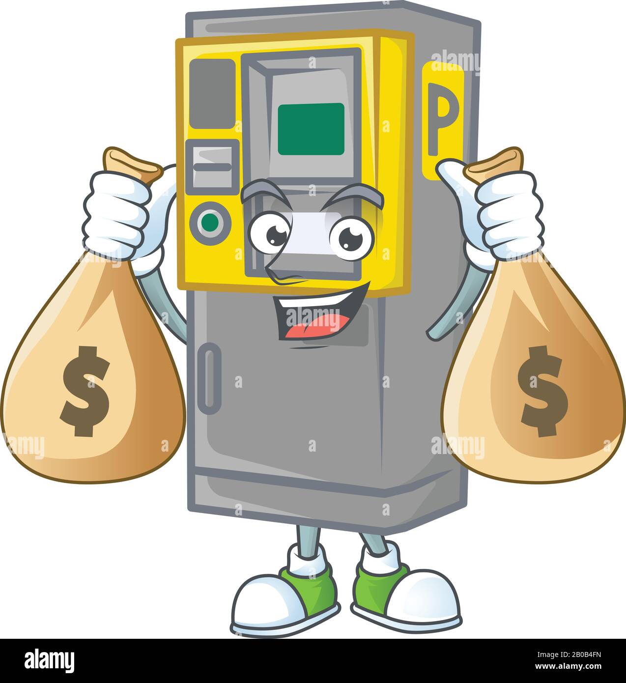 A cute image of parking ticket machine cartoon character holding money bags Stock Vector Image & Art - Alamy A cute image of parking ticket machine cartoon character holding money bags Stock Vector Image & Art - Alamy
