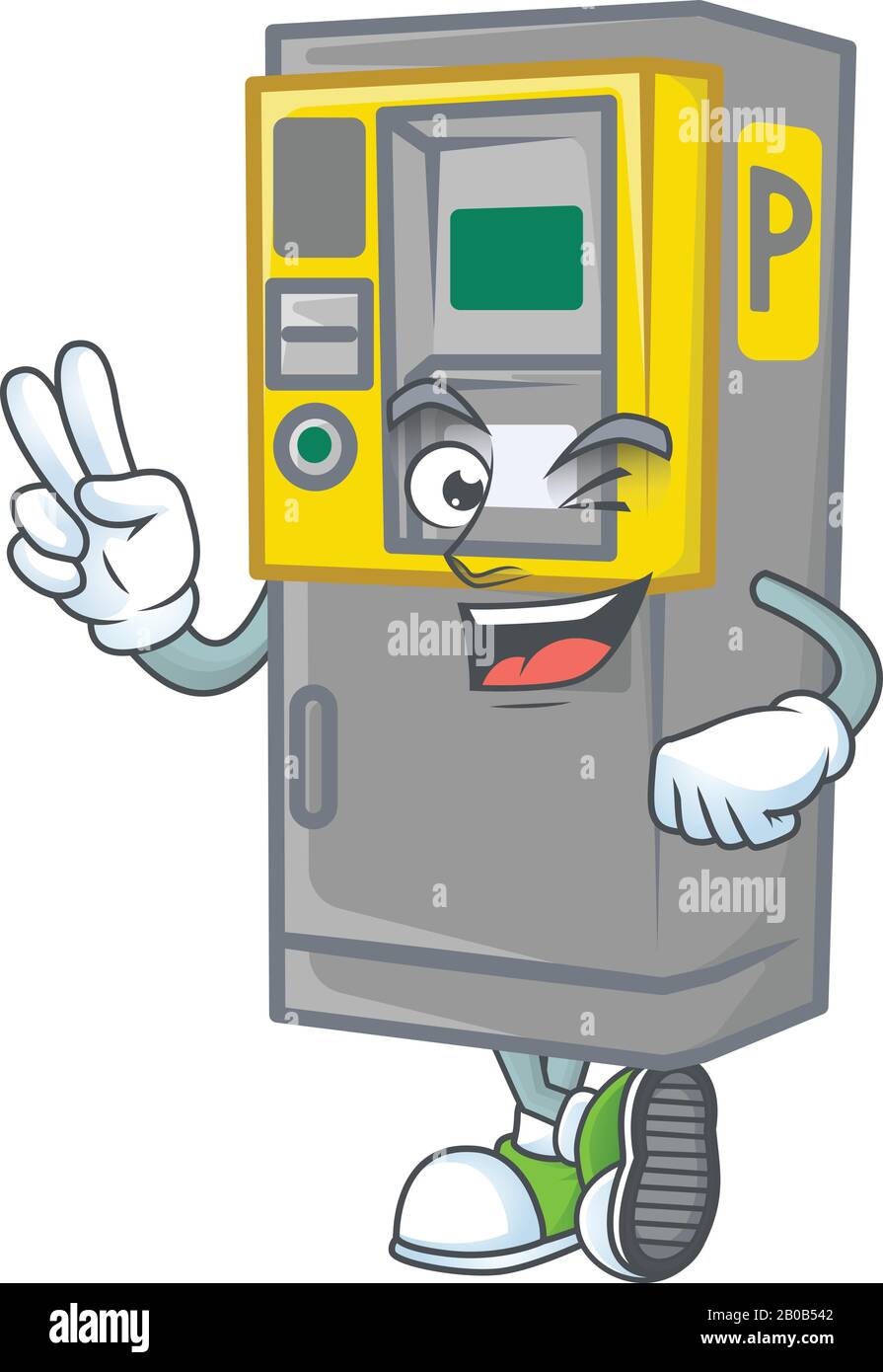Cute cartoon mascot picture of parking ticket machine with two fingers  Stock Vector Image & Art - Alamy