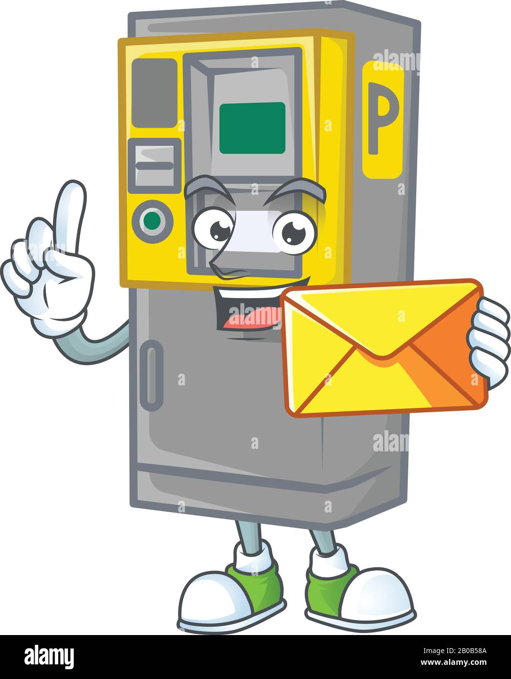 Happily parking ticket machine mascot design style with envelope Stock ...